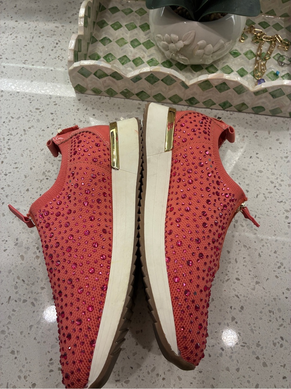Kenneth Cole Reaction Coral Knit Slip-On Sneakers with Gold Trim - Picture 7 of 8